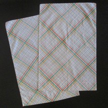 Tastemaker Plaid Pillowcases Green Orange No Iron Muslin USA Vintage 70s - $22.74