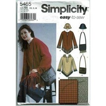 Simplicity Sewing Pattern 5465 Misses Top Poncho Bag Hat Purse Blanket XS-M - $8.99