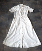 VTG Nurse Hospital Uniform Dress 1950s or 60s Seersucker White Costume Prop READ - £40.89 GBP