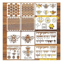 BuzzCraft 12-Piece Bee Honeycomb Stencil Set - Reusable Stencils for Painting on - £28.94 GBP