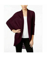EILEEN FISHER Deep Raisinette Fine Tencel Alpaca Cocoon Long Cardigan PL - $204.25 CAD