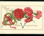 Vintage Postcard Valentines Day Pink Carnations Heart Flower Bouquet Ser... - $10.88