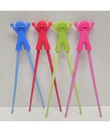 4 Kids Practice Training Chopsticks Happy Person Trainer Holder Blue Pin... - $33.78 CAD