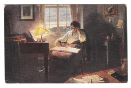 Beethoven Working at Dawn in his Study Eichstaedt Artist HFA Dresden Postcard - £7.86 GBP