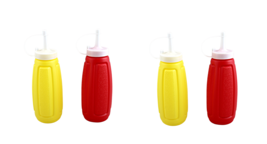 4 Piece Set Ketchup Mustard Plastic Squeeze Bottle Set Dispenser Yellow ... - £9.31 GBP