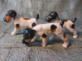 3 Vtg Fox Terrier Porcelain Miniature Figurines, Dog Figurines, Set Figu... - $35.00