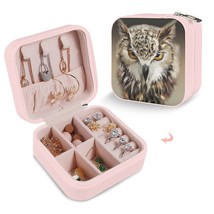 Leather Travel Jewelry Storage Box - Portable Jewelry Organizer - Hootie - £12.16 GBP