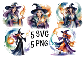 Witch SVG, Witch clipart, Mystical SVG, Watercolor witch, Witchcraft Cli... - £1.57 GBP