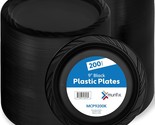 Plastic Plates 200 Bulk Pack 9 Inch Black - Disposable Plates For Bbq Pa... - £32.57 GBP