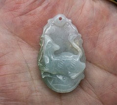 Vintage Translucent Chinese Sculpted Jadeite Jade Pendant with a Rat. Off-white  - £55.08 GBP