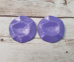 Vintage Clip On Earrings - Hammered Design Purple Pushed In Circle - £11.25 GBP