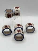 Set of Six Mexican Pottery Tonala Napkin Holder Rings, Hand Painted, Signed - £17.11 GBP