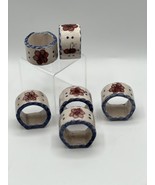 Set of Six Mexican Pottery Tonala Napkin Holder Rings, Hand Painted, Signed - £17.11 GBP