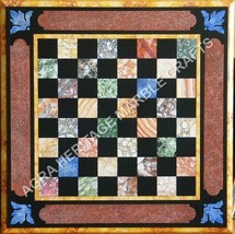 15&quot; Marble Chess Coffee Cafe Table Top Mosaic Inlay Furniture Garden Decor H5128 - £267.99 GBP