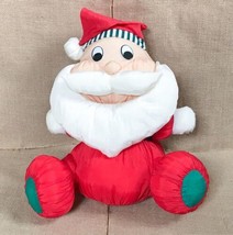 Vintage Puffy Plush Nylon Jolly Santa Claus Stuffed Toy Holiday Christmas - £15.77 GBP