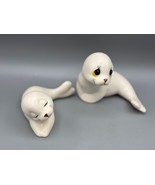 Vtg Oxford Ceramic Seal Figurines Set Of 2 White Made In Mexico 1970s Decor - $12.96
