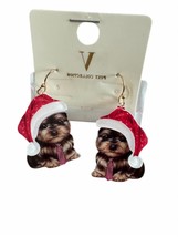 V Foxy Collection women&#39;s yorkie santa hat holiday earrings size One Size - $29.70