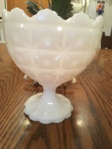 Vintage Napco White Milk Glass Footed Compote Candy Dish Bowl Vase Planter 1185 - £14.18 GBP