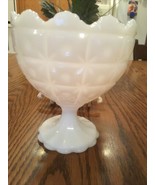 Vintage Napco White Milk Glass Footed Compote Candy Dish Bowl Vase Plant... - $17.75