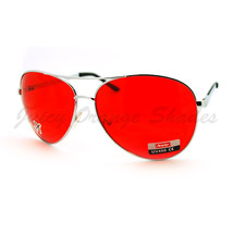 Classic COP PILOT Fashion Sunglasses SILVER/RED LENS - £11.02 GBP