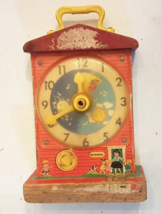 Fisher Price Music Box Tick Tock Teaching Clock #998 Well Loved Vintage Wind Up - £7.75 GBP