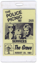 The Police Picnic 1981 Oakville The Grove Backstage Services Pass Sting Iggy Pop - £62.25 GBP