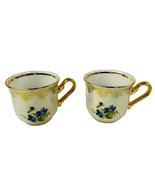 Czech Republic Carlsbad  Tea Cups Set 2 Handmade Gold Gilt Mother of Pea... - $23.79