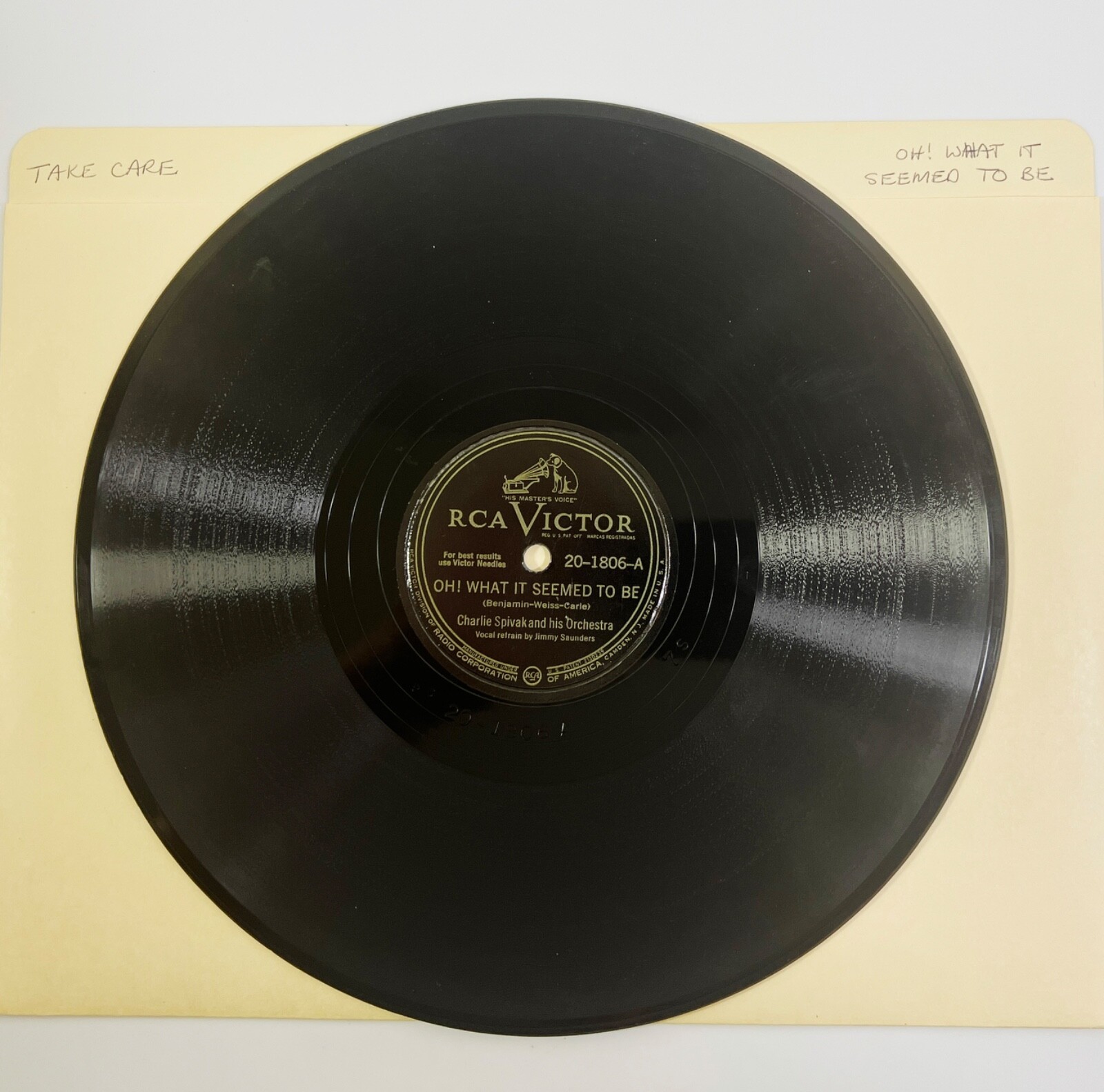 CHARLIE SPIVAK - OH! WHAT IT SEEMED TO BE ~  78 RPM Tempo 20-1806 - $14.84