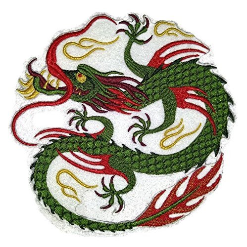 Custom Green Chinese Dragon Embroidered Iron on/Sew Patch [6" * 6"] [Made in USA