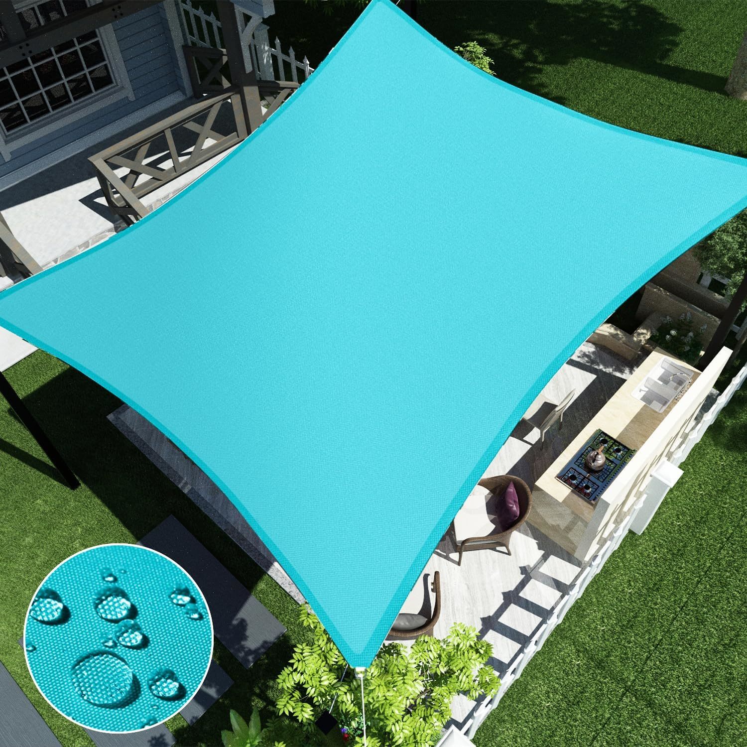 Ecoopts 10&#39;X10&#39; Waterproof Sun Shade Sail Rectangle Canopy Cover Uv, Tur... - $46.99