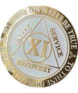 11 Year AA Medallion Reflex White Glitter Alcoholics Anonymous Sobriety ... - $280.86 MXN