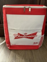Budweiser Cooler Bag Backpack White Holds 24 Cans Promo Marketing NEW - $29.24