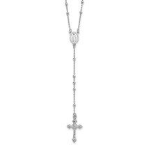 Silver  Polished Beaded Rosary 24 inch Necklace QH5351 - $107.87