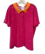 Quacker Factory Women’s 2X Pink Starfish Polo Shirt Orange Collar Mid-2000s - $16.20
