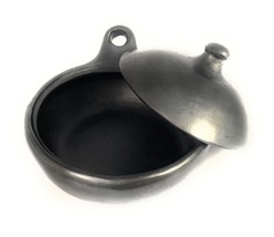 Saute Pan Casserole with Lid Saucepan Black Clay Diameter 9&quot; Sauce Pan C... - £78.61 GBP