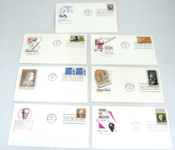 FDC Farnam Famous Americans Cachet 1st Day Issues Lot of 7 Crockett Boone Pyle - £7.34 GBP
