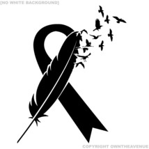 Feather Cancer Ribbon Breast Cancer Awareness Car Truck Decal Vinyl Sticker - £4.71 GBP+