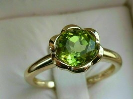 1.60CT Simulated Peridot Engagement Wedding Ring 14K Yellow Gold Plated Silver - £85.62 GBP