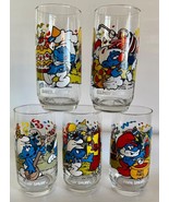 Hardees THE SMURFS 1983 Glassware Set of 5 ~ Papa, Baker, Harmony, Clums... - £29.66 GBP