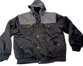 Caterpillar CAT Hooded Black Snap Up Winter Jacket Coat Size Men’s Size L READ - £15.37 GBP