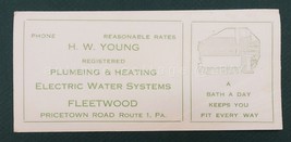 antique INK BLOTTER H.W YOUNG FLEETWOOD PA plumbing heat bathroom tub ba... - £32.91 GBP