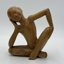 The Thinker Wood Carved Vintage Balinese Figural Sculpture c. 1970&#39;s - $76.50