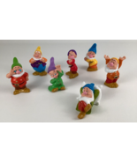 Disney Snow White Seven Dwarfs Rubber Vinyl 3.5&quot; Figures Lot Topper Vint... - $66.48 CAD