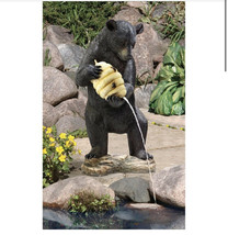 Black Bear with Beehive Spitter Piped Statue 16½&quot;Wx14½&quot;Dx29½&quot;H (gf,dt) f20 - £789.53 GBP