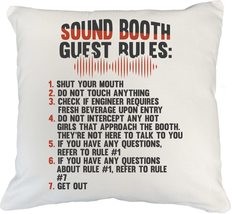 Make Your Mark Design Sound Booth Rules. Funny White Pillow Cover for Audio Engi - £19.66 GBP+