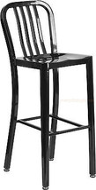 Mid-Century Black &#39;Navy&#39; Style Bar Stool Cafe Chair In-Outdoor Commercial 30&quot; Ht - £166.74 GBP