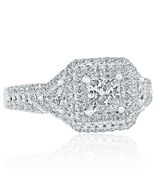 GIA Certified 1.39 TCW Princess Cut Diamond Halo Engagement Ring 18k Whi... - $126,649.87 MXN