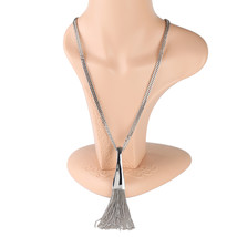 Silver Tone Necklace with Tassel - £30.04 GBP