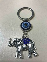Turkish Blue Evil Eye Lucky Elephants Protective Key Chain Ring Handbag Hanging - £5.47 GBP