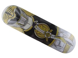 New Custom White Power Ranger Skateboard Deck, Light Wood Grain Top - $72.55